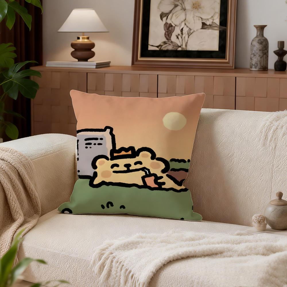 Cute Bearisbug Cushion Cover Cushion Cover Set 4Pcs 50X50 45X45 40X40 Pillowcase Decorative Sofa Home Decor