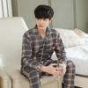 Pijamas de algodão puro masculino outono e inverno novos homens de meia idade e jovens podem usar ternos de serviço doméstico