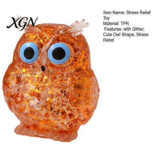Bird Stress Toy Glitter Owl Sugar Ball Slow Rebound Relief Clear Squeeze Anxiety Relieving Animal Shape Hand Relaxation