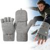 Winter Thermal Fingerless Gloves, Knitted Convertible Mittens with Touchscreen, Windproof & Warm – Gray, Compatible with All Touchscreens