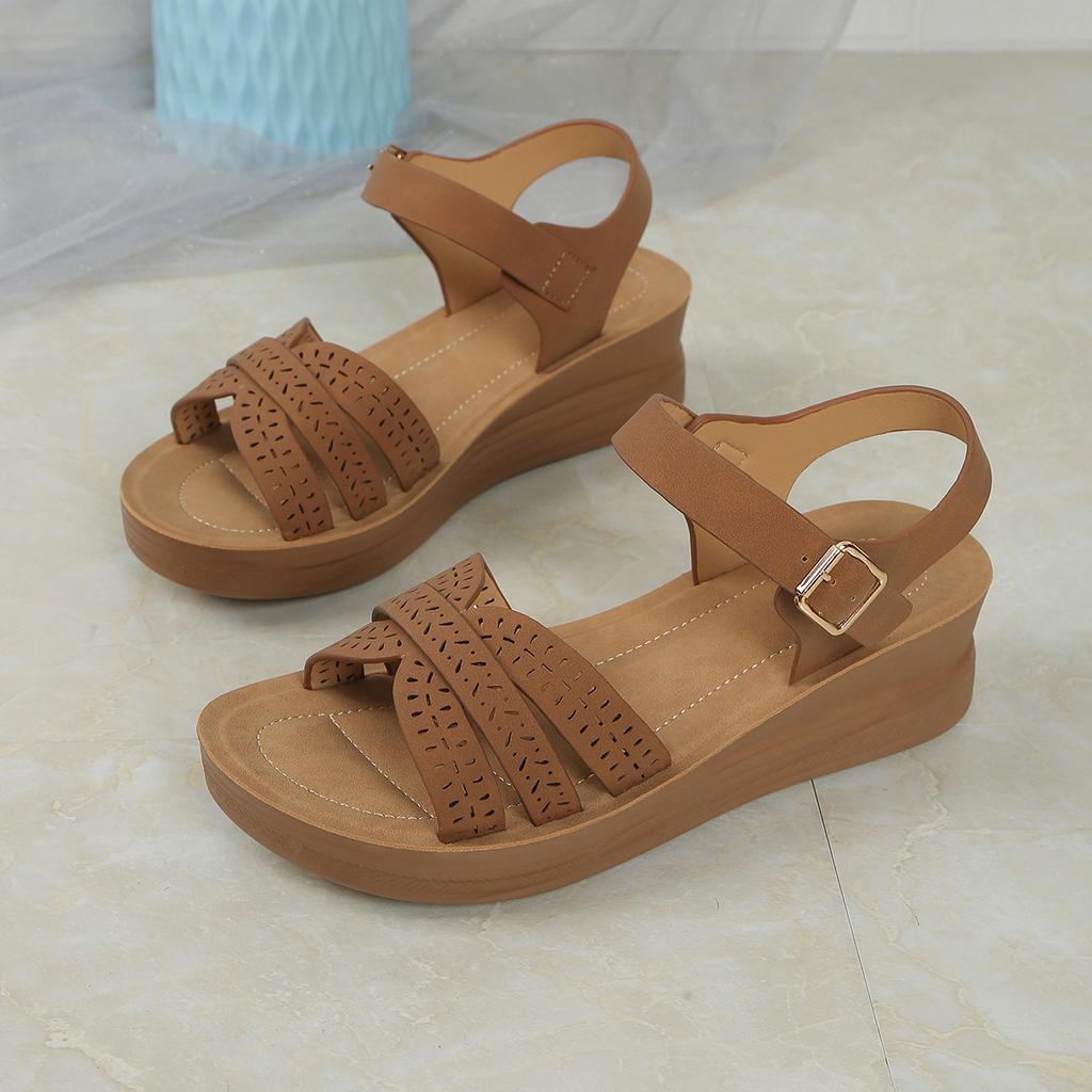 Fashion Women Vintage Roman Sandals Summer Walking Fish Mouth Soft Sole Fashion Open Toe Platform Comfortable Women Shoes