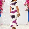 Women Plus Size V Neck Short Sleeve Printed Fitted Fishtail Dress
