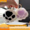 Cartoon Rabbit Fur Cat Paw Keychain Plush Ball Backpack Ornament