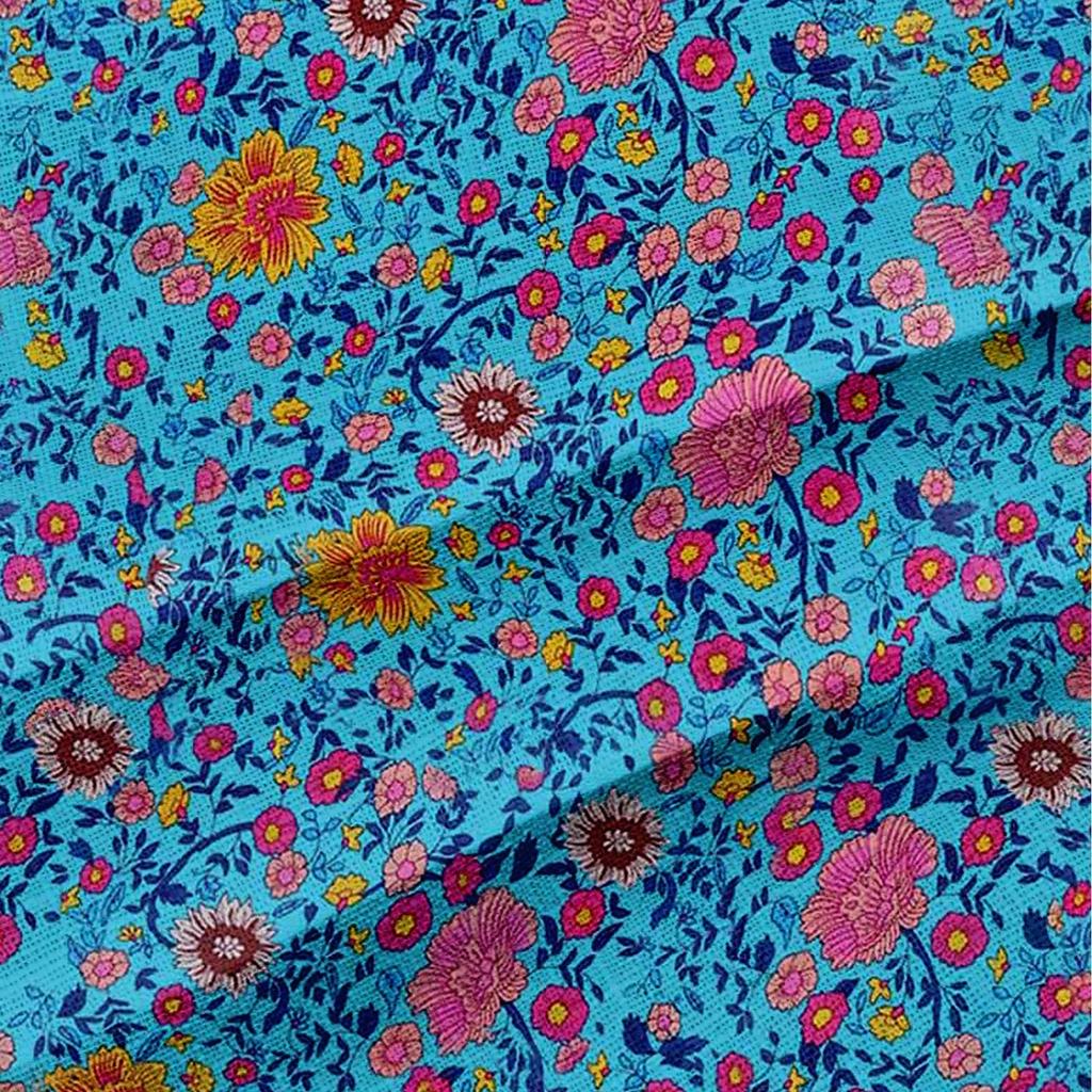 Women's Loose Floral Print Stand Collar Long Sleeve Cotton And Linen Top