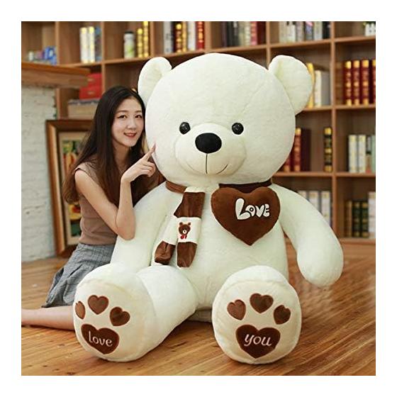 AMIRA TOYS Plush Toy Large Teddy Bear Big Size Stuffed Toy with Muffler Cute Bear Animal Body Pillow Stuffed Bear Gift (White, 120cm)