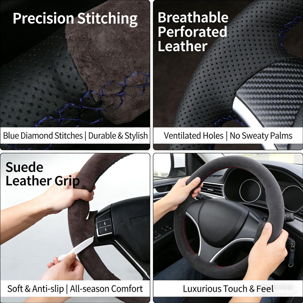Maßgeschneiderte Wildleder-Lenkradabdeckung für BMW M Sport F30 F31 F34 F10 F11 F07 X1 X2 X3 F20 F21 F25 F32 F33 F36 F39 F48