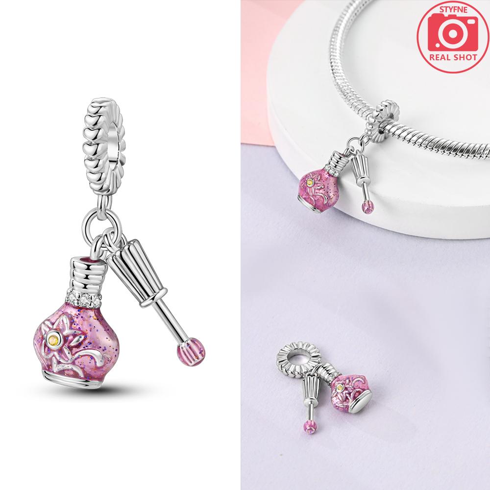 Original Rosa Serie Berlocker Koppar Parfym Fjäril Pärlor Hänge Hängande Passar Armband Berlockarmband Diy Dam Smycken Gåva