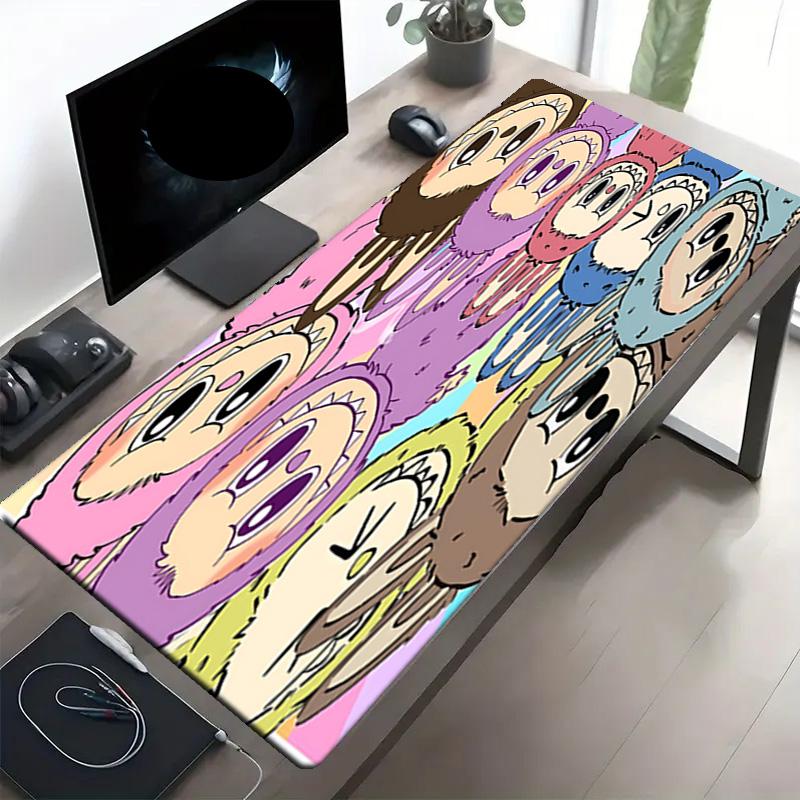 Labubu Print Mouse Pad, Anti‑Slip Desktop keyboard Mat, for PC Laptop Gaming Working Daily Use, Cool Festival Surprise Gift