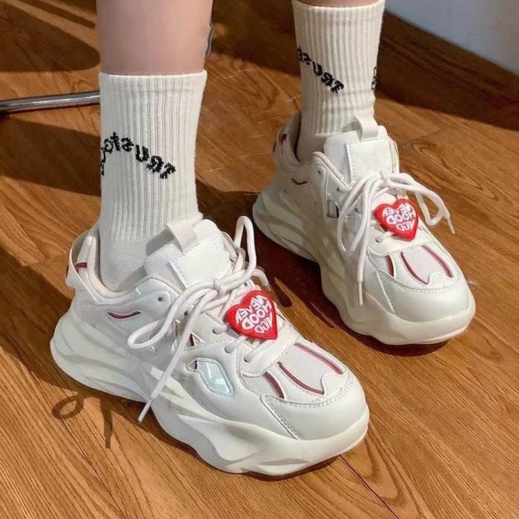 Love Dad Shoes 2025 Autumn Internet Celebrity Dopamine Platform Women's Shoes Spot Leisure Sports Student White Shoes