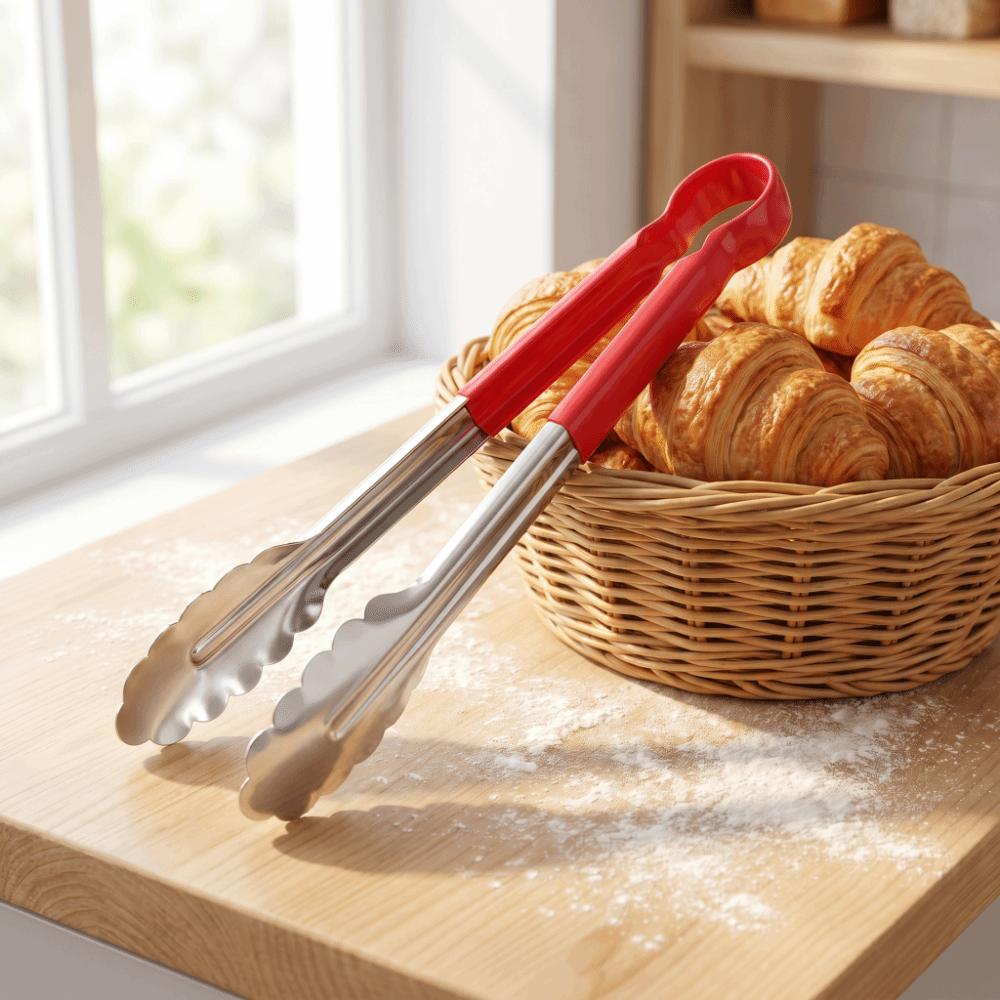 Long Reach Serving Tongs Red Handle Bread Tongs Daily Use Food Clip  Salad Bread