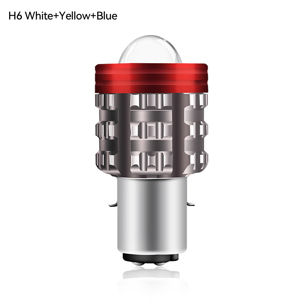 1pc H4 BA20D H6 LED Motorcycle Headlight CSP Dual Color White Yellow Hi Lo Beam Lens Fog Lamp for Motobike Scooter Running Light