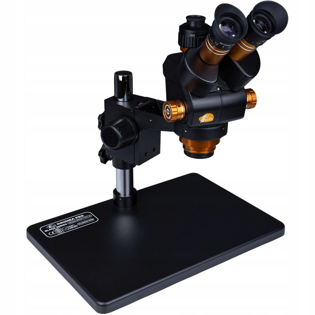 Rosfix Set Microscopio Haumea PRO Serie Nera con Fotocamera 4K – Zoom 6,5–58x | Illuminazione LED 144x | Per SMD, PCB, Educazione