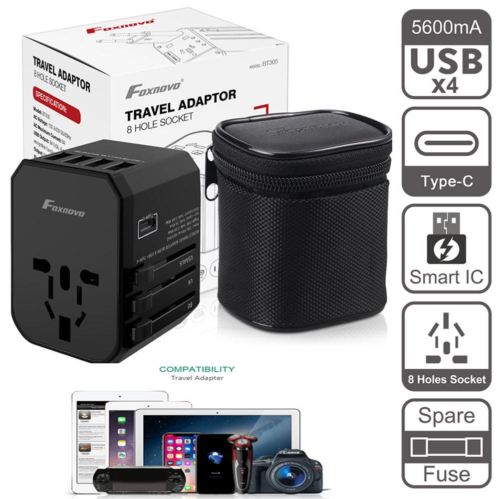 Buy Foxnovo Travel Adaptor Worldwide Allinone Universal Power