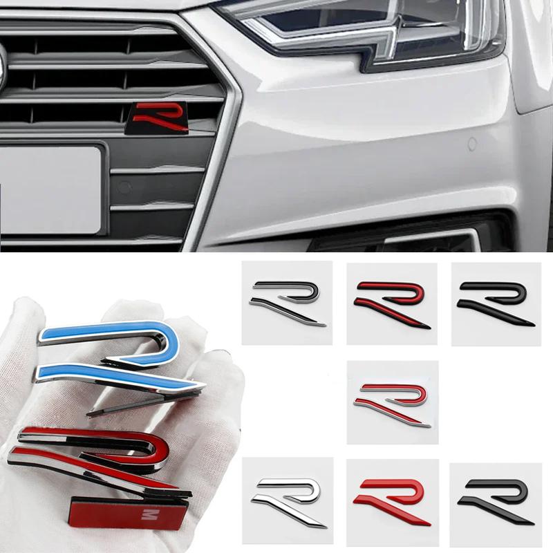 AABIL1 Metal New RLINE Logo Car Front Grille Emblem Rear Trunk Stickers for Volkswagen VW Golf 7 8 GTI Beetle Passat Tiguan Jetta POLO