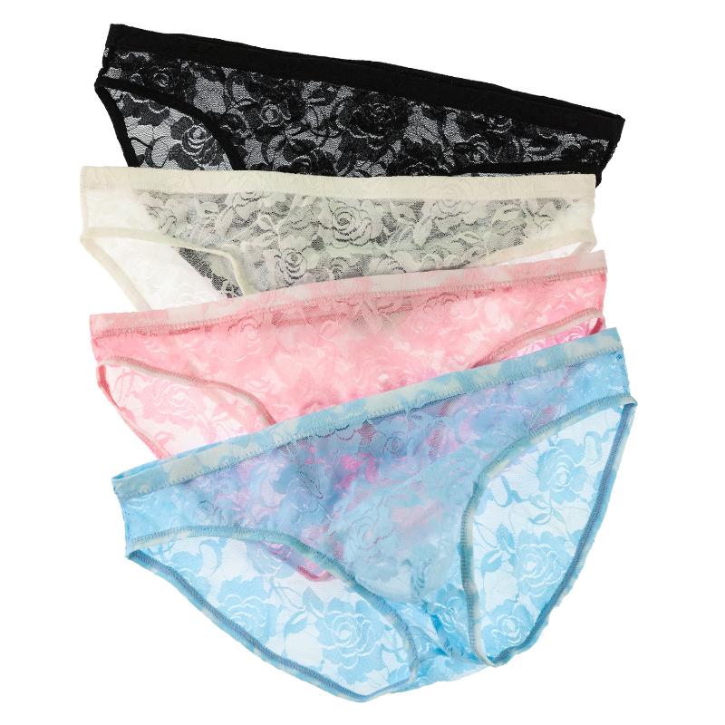 Men'S Underwear Lace Transparent Jockstrap Low-Rise Sexy Breathable Elastic Soft Mesh U Convex Briefs Quick Drying Underpants