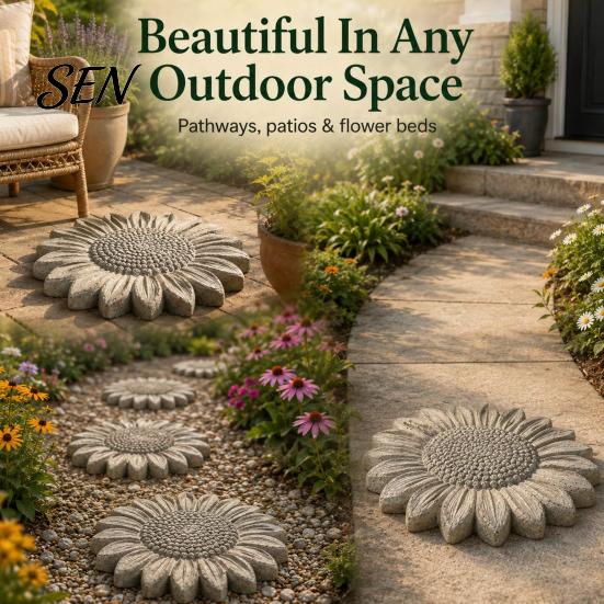 Ornamenti da Giardino Fatti a Mano Stampo in Silicone per Pietra da Calpestio, Stampini per Pavimentazione Girasole/Farfalla/Ape/Zucca/Fiocco di Neve/Fungo/Fatina, Riutilizzabili in Calcestruzzo
