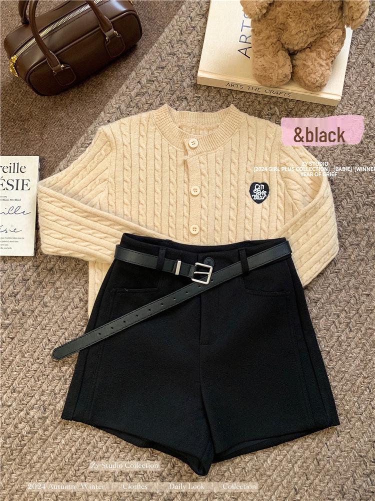 Gray Wool Blend High-Waisted Wide-Leg Shorts for Women - Autumn/Winter Versatile Outerwear