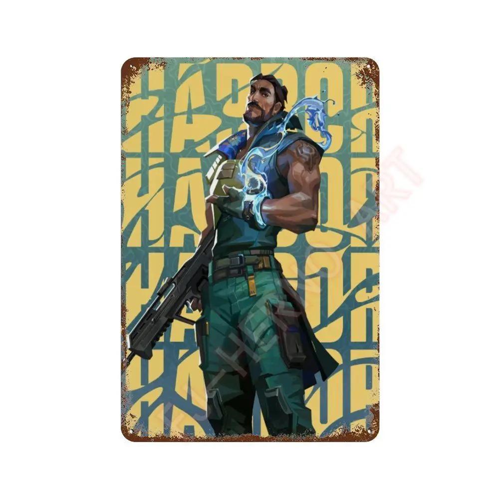 Anime Online Game Valorant Poster Neon Metal Tin Sign Plaque Wall Kawaii Game Room Decor Reyna Jett Gaming Gamer Aesthetic Gift