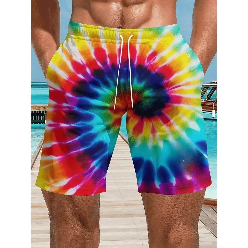 Fashionable Comfortable Plus Size Drawstring Loose Fun 3D Shorts Men Creative Colorful Summer Leisure Holiday Cool Daily Versatile Shorts