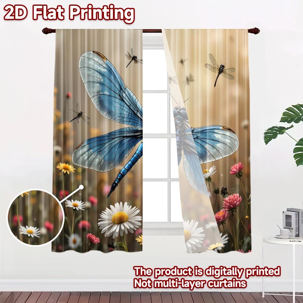 2D Flat Photography Backdrop Tapestry Dragonfly In Flower Field 100% Polyester Family Party Decoration Perfect for New Year