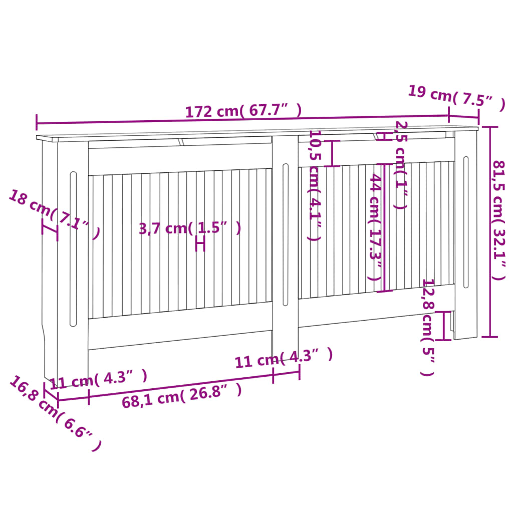 Vidaxl Osłony Na Kaloryfer, 2 Szt., Białe, Mdf, 172 Cm