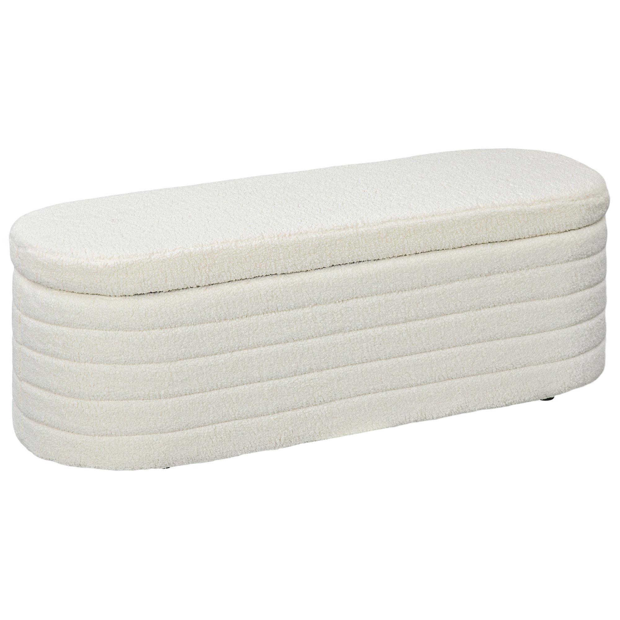 Bed Bench, Storage, Teddy Fleece, 116x41x40