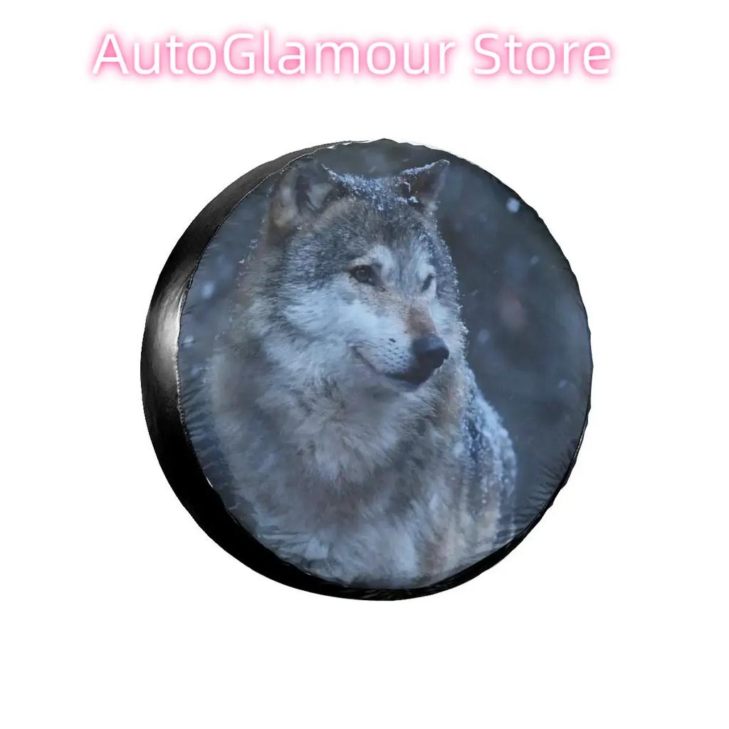 Wolf 1Pcs 14" 15" 16" 17" Inch Leather Spare Wheel Tire Cover Case Bag Pouch Protector Car Tyres for Jeep Hummer Car Accessories