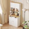 Stilvolles weißes Esszimmer-Sideboard mit 2 Schubladen und 4 Türen – Elegantes Buffet für Küche, Wohnzimmer mit silbernen Griffen und Stauraum