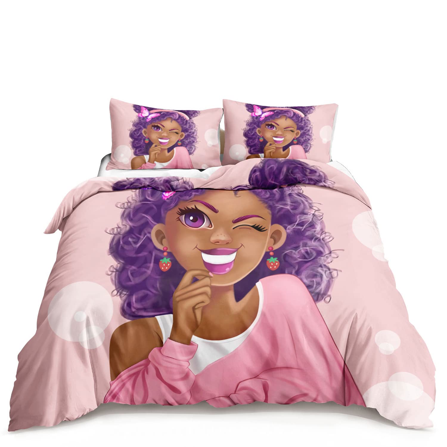 

Fantasy Black Girl Duvet Cover Sets for Kids Girls Women Teens Lightweight Quilt Covers African American Black Girl Bedding Sets EU SK(260x220cm)