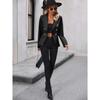 Women's Double Breasted Blazer PU Leather Moto Jacket