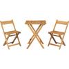 FSC Acacia Wood Bistro Set - SAVANA - 1 Square Table 60 X 60 Cm and 2 Folding Chairs - 2 People
