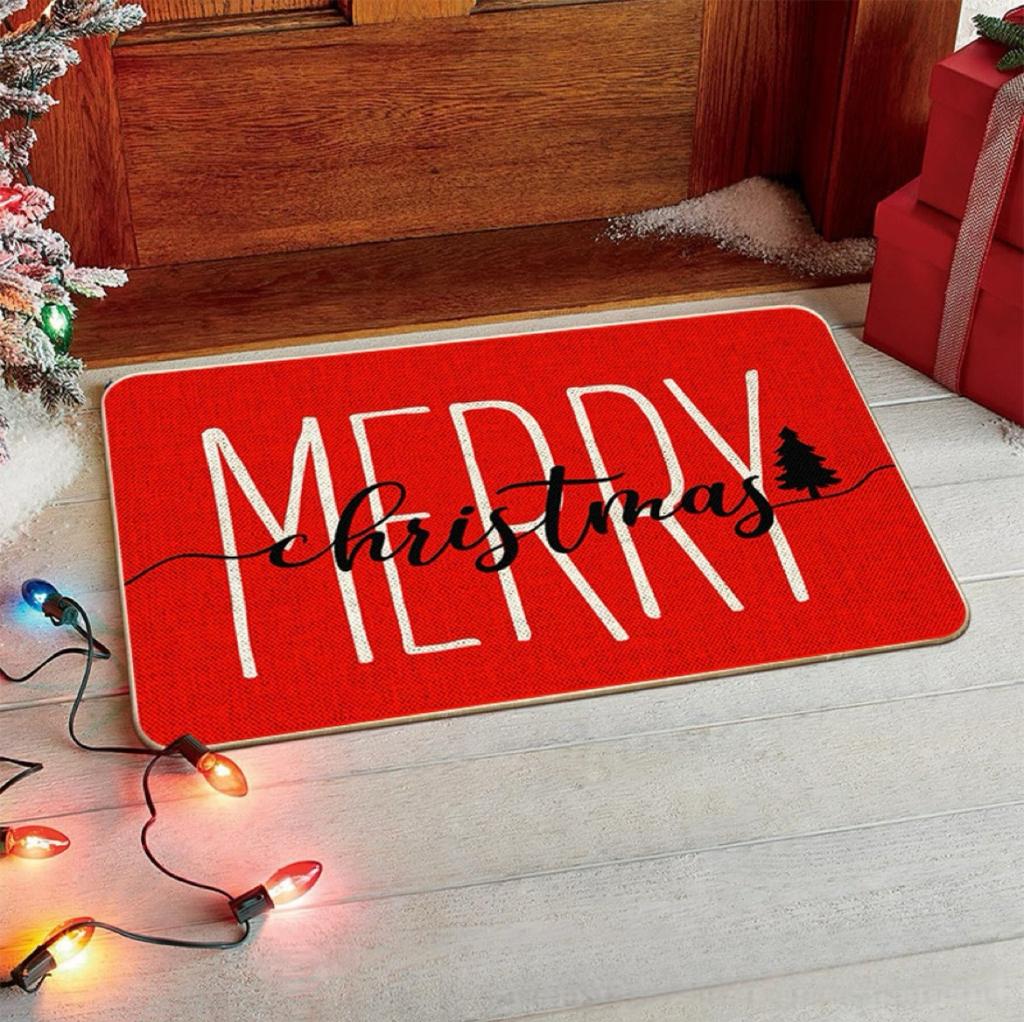 Merry Christmas Tree Snowflake Red Carpet Party Living Room Sofa Bedroom Bedside Study Entrance Door Rug Non-slip Home Decor Mat