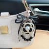Elegant Black & White Pearl Camellia Keychain with Bow - Stylish Korean Flower Bag Charm