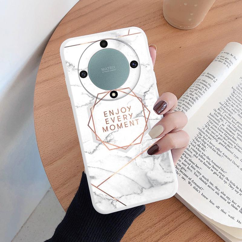 For Honor X9a X9b X9c Magic5 6 7 Lite 5G Case Fashion Leopard Print Back Cover Soft TPU Shockproof Funda Marble Texture Shell