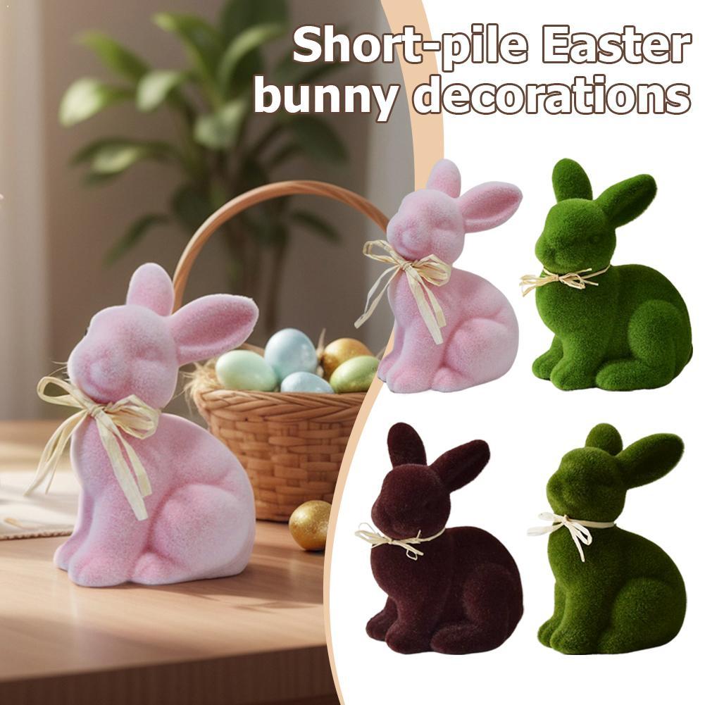 Easter Flocking Simulation Moss Stereoscopic Simulation Bunny Holiday Decoration Apply to Gardening Home Ornament