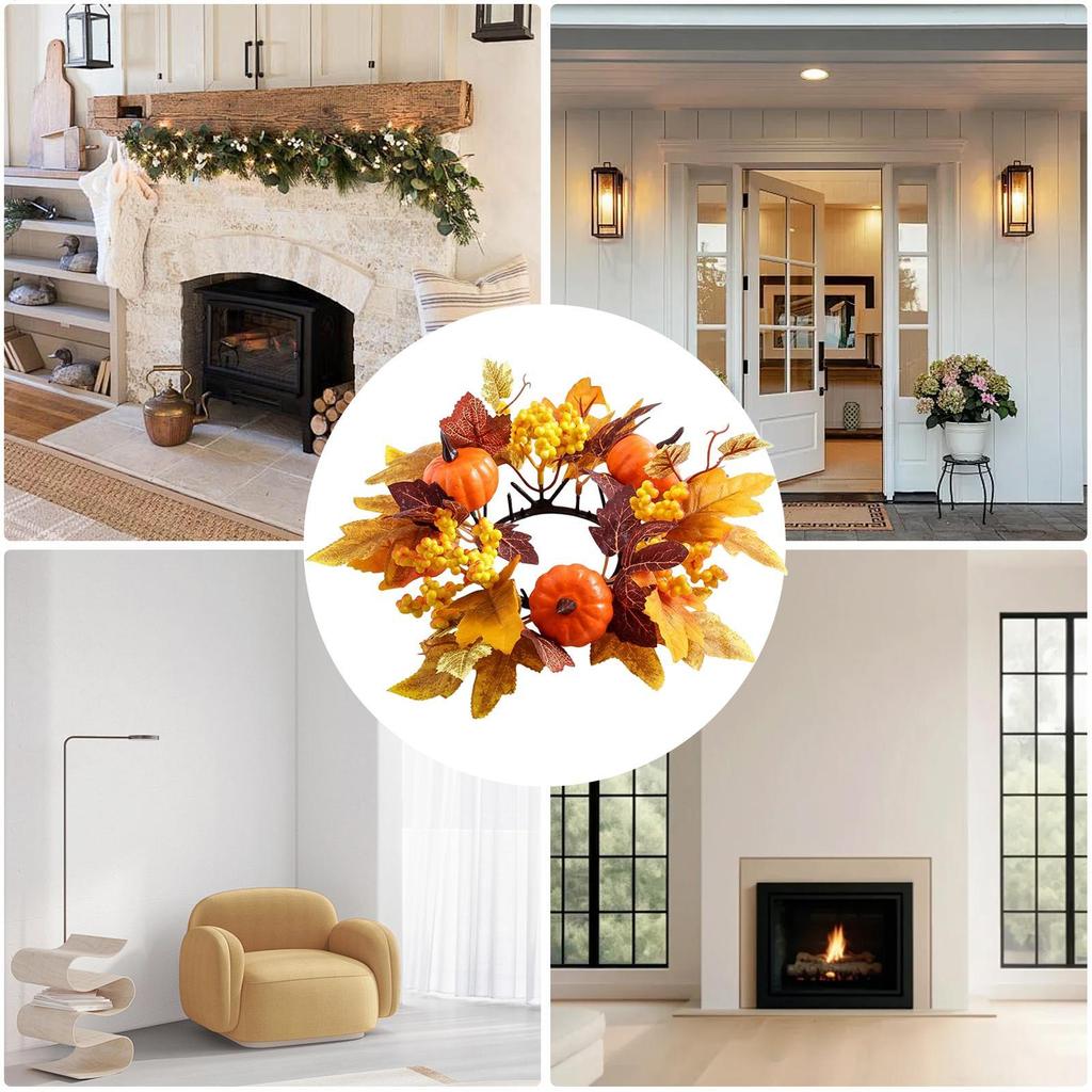 Kerzenkranz Künstlicher Kranz für Thanksgiving Erntedankfest Kürbis Sonnenblume Kerze Kerzenständer Kranz Dekoration Zubehör