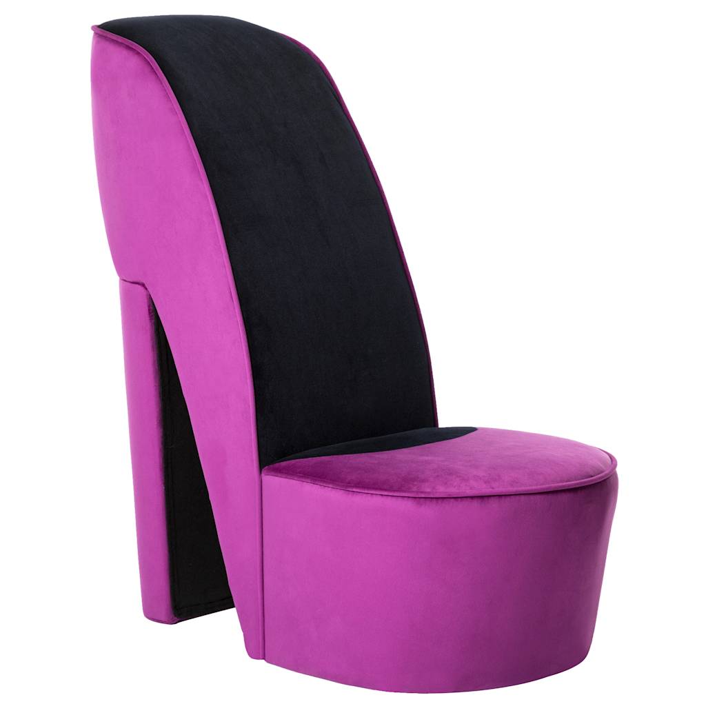 Stool in High Heel Shape Purple Velvet