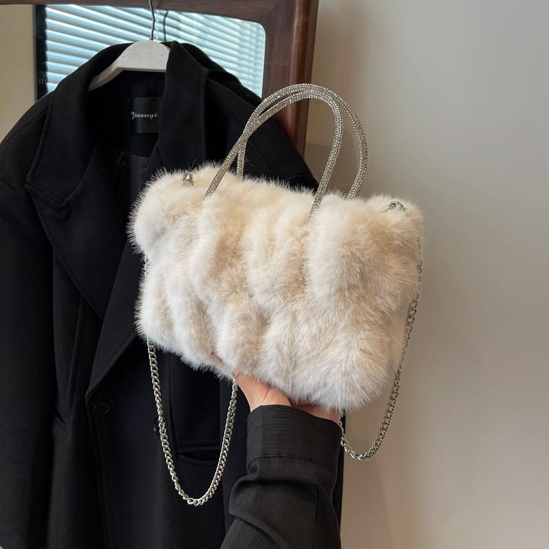 

Женская сумка через плечо из искусственного меха, плюшевая, новая сумка через плечо, роскошные модные вечерние сумки