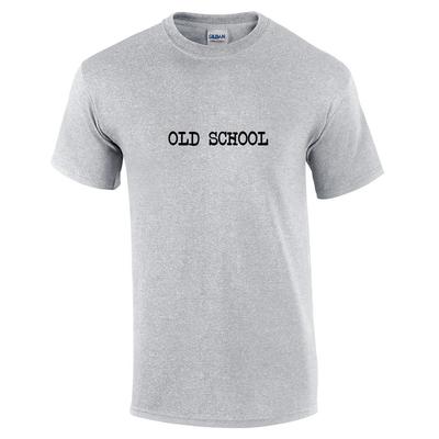 Old School T-Shirt Vintage Sport Gray Black Typewriter Style Tee Shirt S-5XL