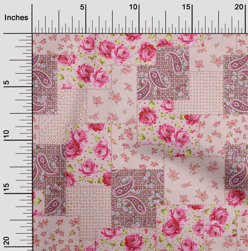 oneOone Cotton Flex Dark Rose Brown Fabric Florals Fabric For Sewing Printed Craft Fabric By The Yard 40 Inch