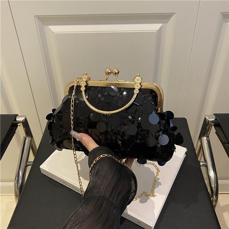 Sequined Handbag Bag Women's Spring Summer New Fashion Shiny Chain Dinner Shoulder Messenger Bag Banquet Bag