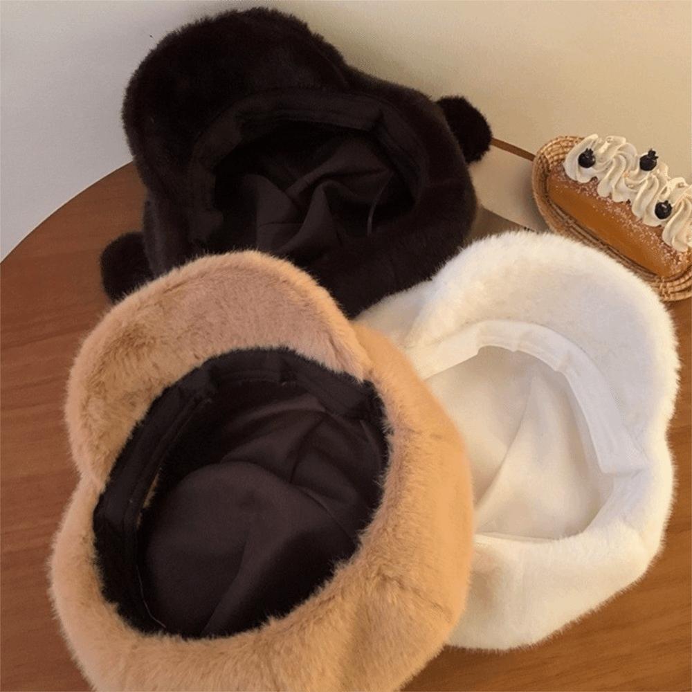Thickened Puppy Baseball Cap Plush Octagonal Cap Cute Peaked Cap  Outdoor