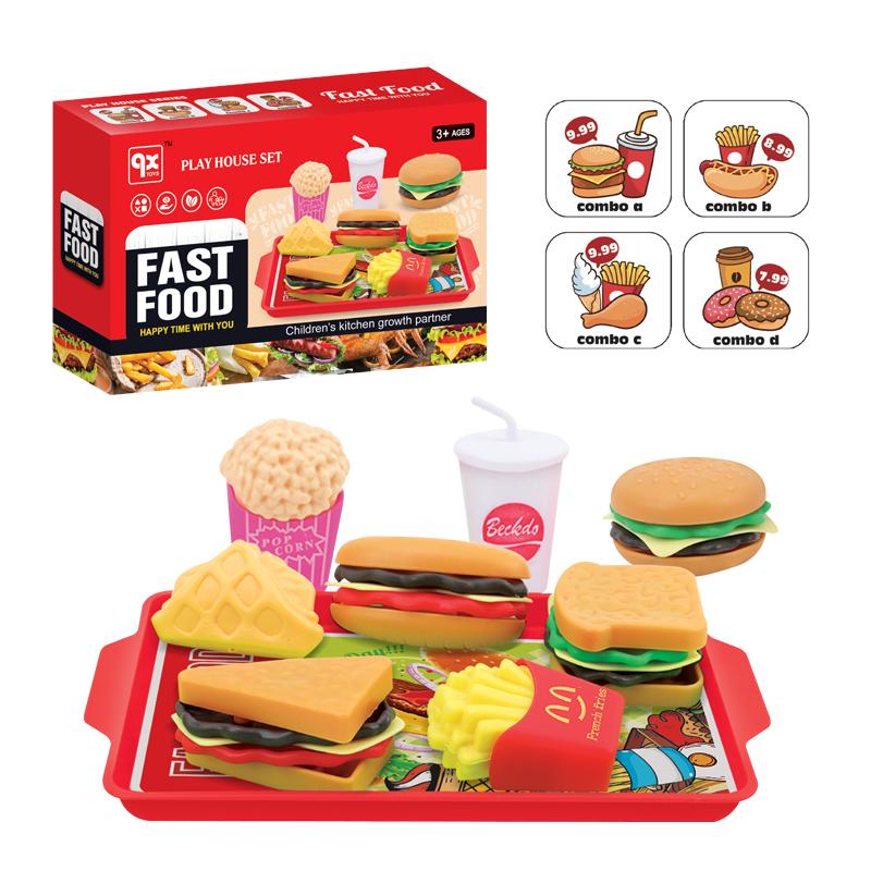 9-teiliges Set Kinder Rollenspiel Miniatur Snack Burger Brot Lernspielzeug Simulation Essen Hamburger Küche Kochspielzeug Set