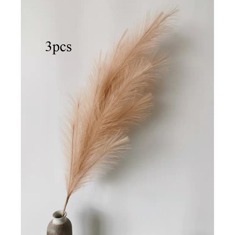 3pcs Large Artificial Pampas Grass 120cm Tall Fluffy Faux Reed Boho Home Wedding Decor Fake Flowers