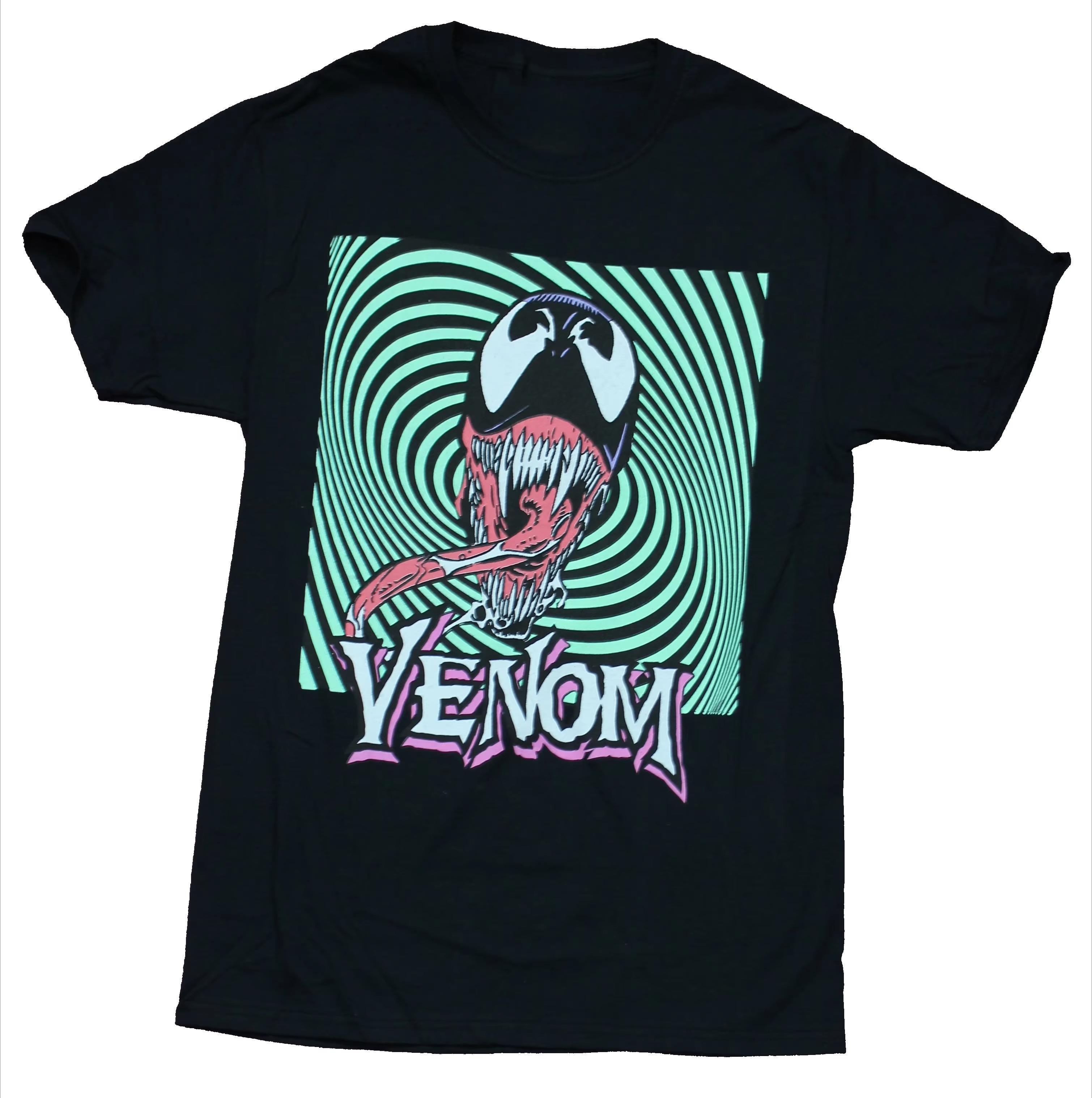 

2026 Venom T Shirt Hypnotic Spiral Graphic Men Black Oversized Streetwear Psychedelic Marvel Superhero Anime Cotton Clothing Top M