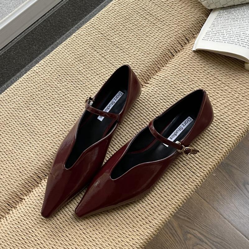 

Fashion Bailamos 2025 New Women Flat Shoes Fashion Point Toe Slip On Ladies Elegant Mary Jane Shoes Soft Flat Heel Outdoor Dress Shoes 39 красный