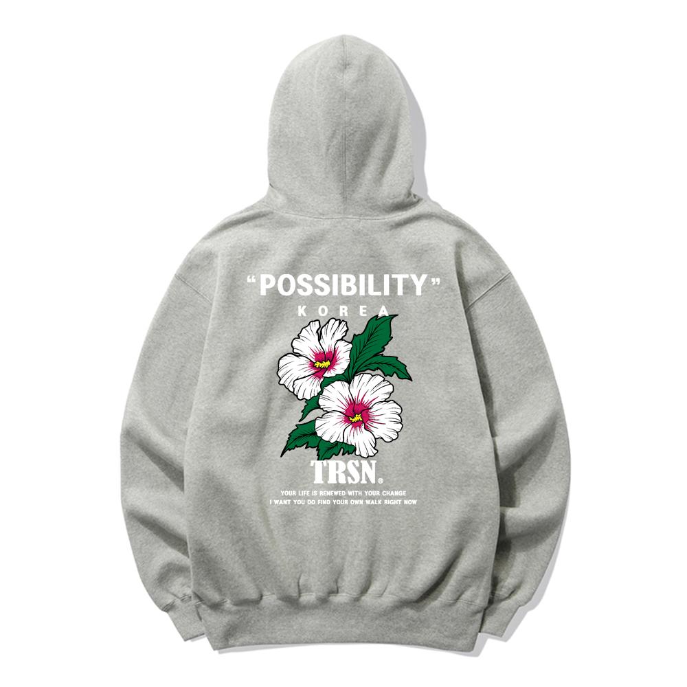 Korean Flower Logo Hoodie - Gray