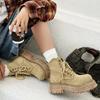 Fashion High quality Women's Ankle Boots Denim 2024 New Autumn Platform Booties Women Lace-up British Retro Cargo Boots Women winter