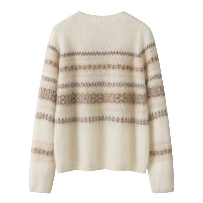2025 Women's Round Neck Cashmere Sweater - Versatile Color Block Knitwear