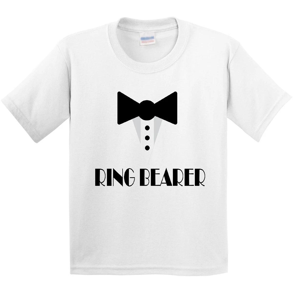 Inktastic Ringbearer Mock Tux Wedding Tuxedo Youth T-Shirt Ring Bearer Party Bow 150